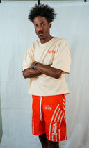 UP1 Orange and White Basketball Shorts