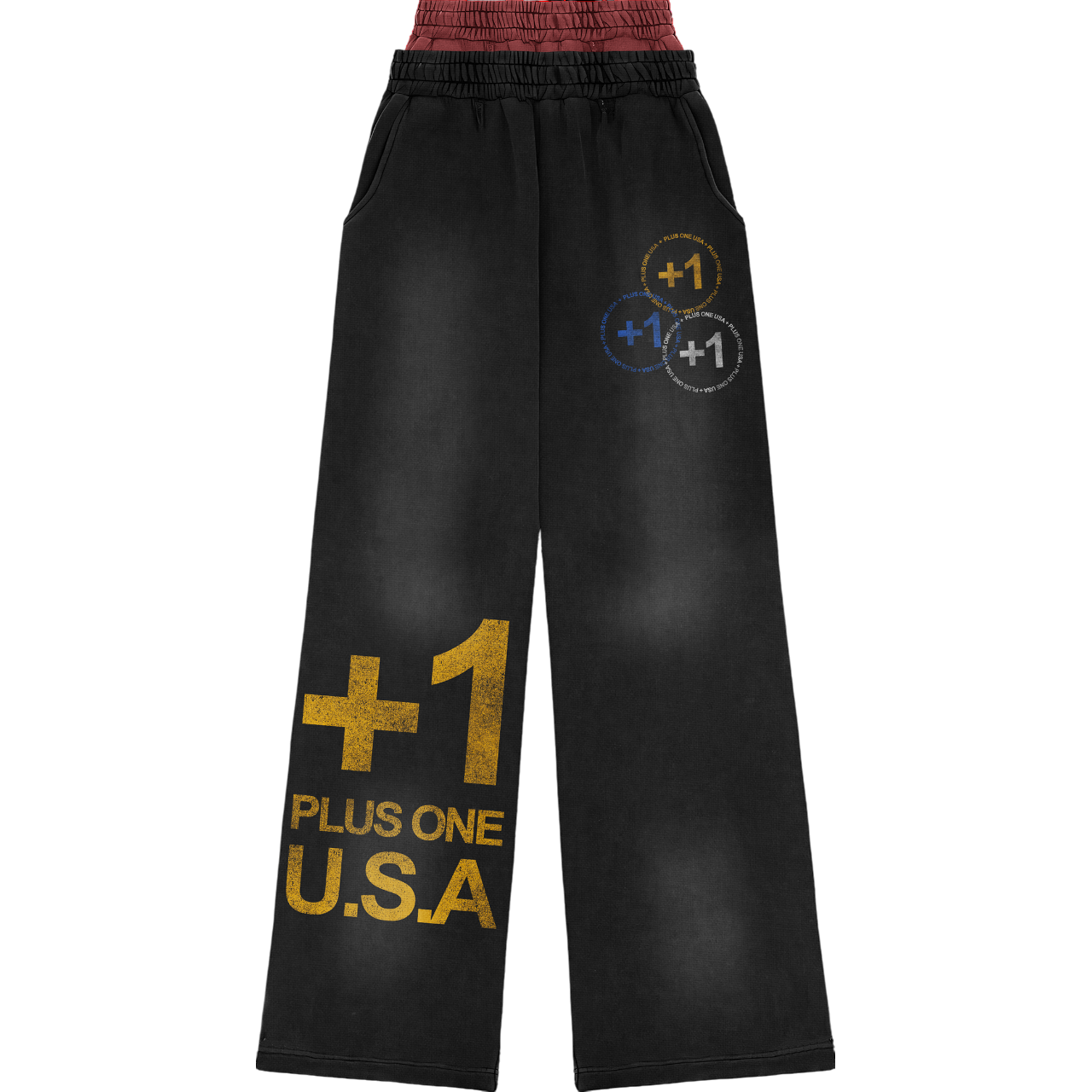 +1 USA Black DoubleWaist Sweatpants