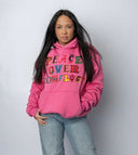 “Peace Over Conflict” Pink College Logo Hoodie