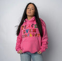“Peace Over Conflict” Pink College Logo Hoodie